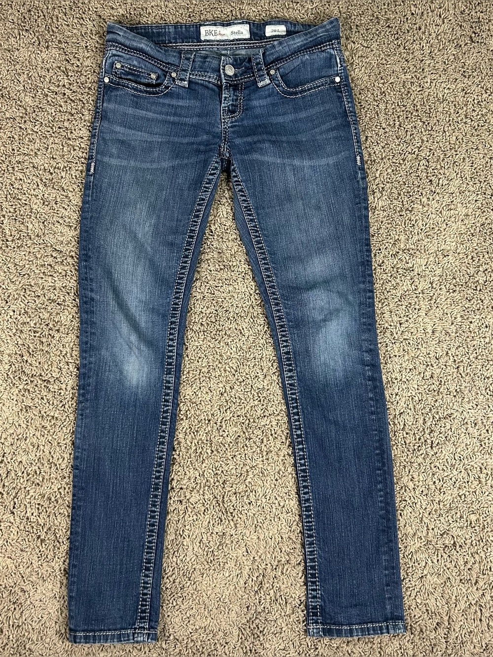 BKE Denim Jeans Womens 30x31 Stella Skinny Low Rise Stretch Distressed Washed